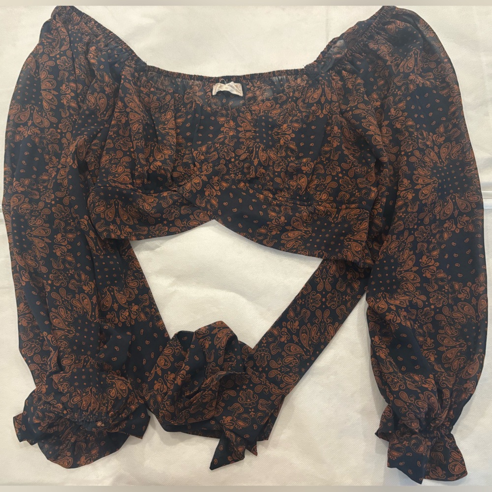 Altar'd State Navy and Rust Paisley Top